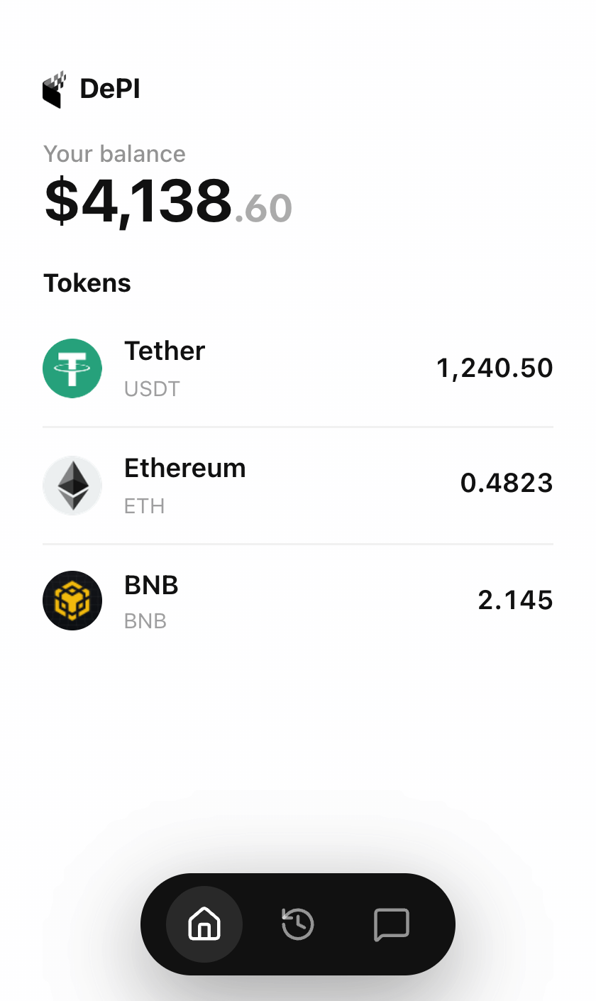 DePi wallet dashboard